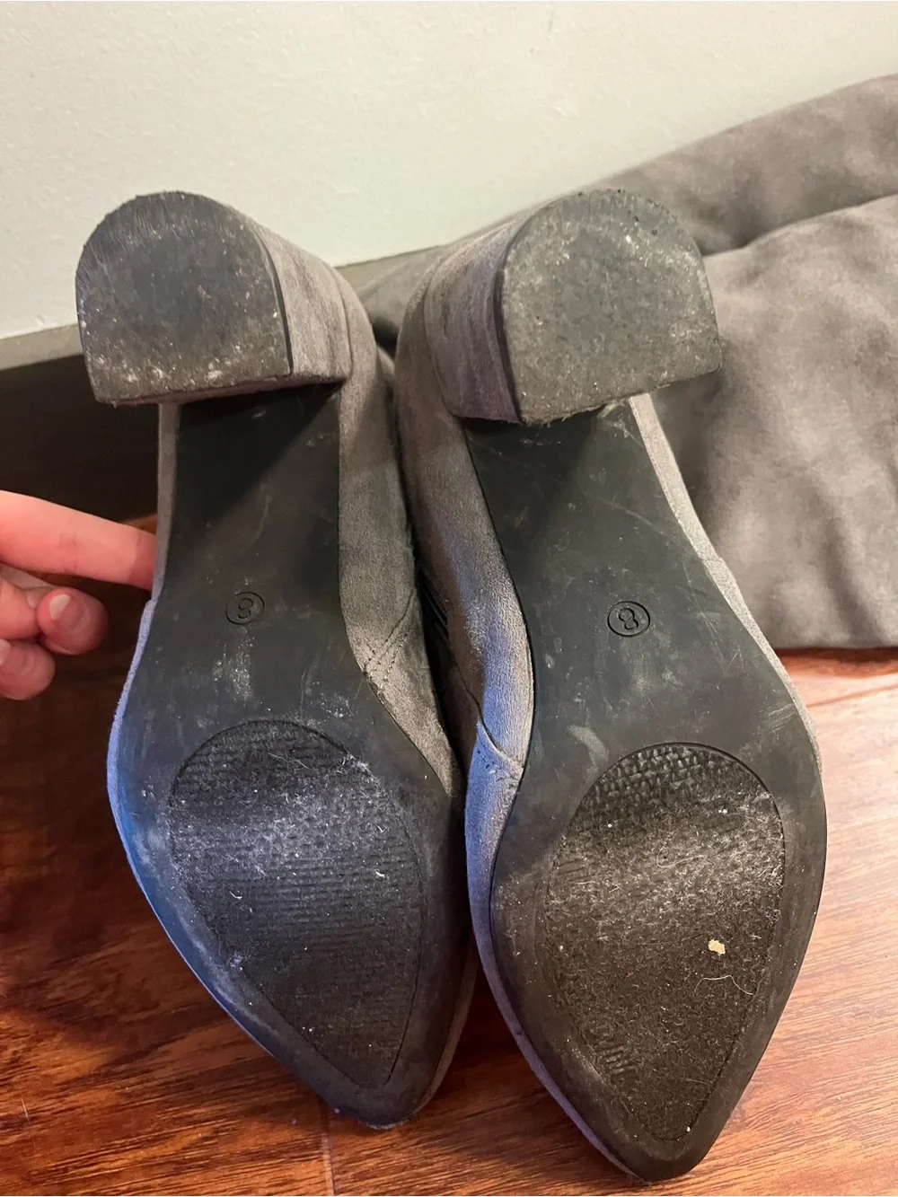 Gray Over-the-Knee Suede Boots